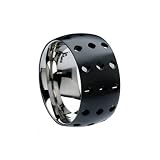 Black Titanium Mens Ring w/ Diamond Pattern