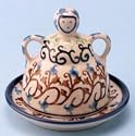 Polish Pottery Mini Cheese Lady 3 1/2" H x 4" Diameter
