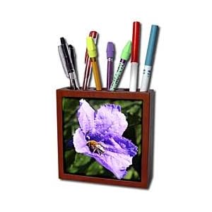 WhiteOak Photography Floral Prints - Bee in middle of flower - Tile Pen Holders-5 inch tile pen holder