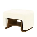 Nurseryworks Cole Ottoman in Ecru with Dark Legs