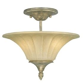 Thomas Lighting M2800-45 Two Light Semi-Flush Mount, Artisan Bronze Finish with Hand Painted Scalloped Glass