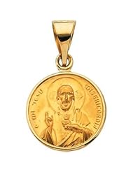 18k Yellow-Gold Sacred Heart Medal by US Gems