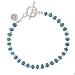 Blue Apatite Gemstone and Sterling Silver Nugget Beaded Toggle Bracelet with Small Lotus Flower Charm in Sterling Silver, 7" Length, #7956