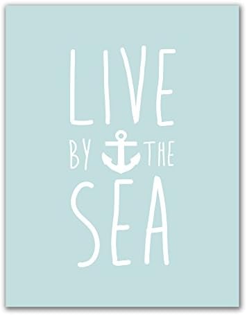 Mint Live by the Sea 8"x10" Print - Nautical Beach Wall Art by Jetty Home