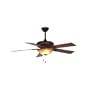 Litex PZ52ABZ5C Potenza 52-Inch Remote Control Adaptable Five-Blade Ceiling Fan, Aged Bronze with Teastain Glass Light