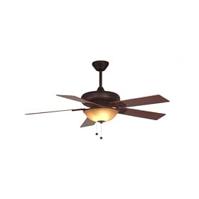 Litex PZ52ABZ5C Potenza 52-Inch Remote Control Adaptable Five-Blade Ceiling Fan, Aged Bronze with Teastain Glass Light