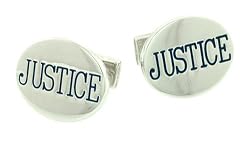 JJ Weston unusual silver plated and enamel justice lawyer or legal cufflinks with presentation box. Made in the U.S.A