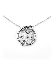 Aquarius Zodiac Symbol - Platinum Plated Silver Necklace