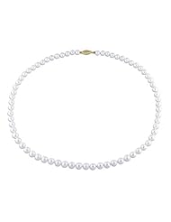 14k Yellow Gold Akoya White Pearl Necklace (AAA Quality)