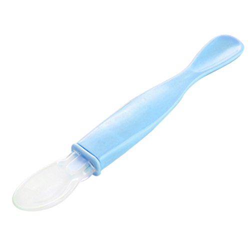 3QMart Baby Silicon Double Ended Feeding Spoon Blue