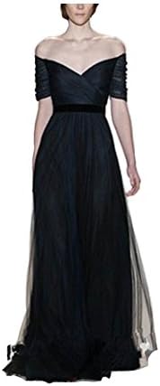 Liujos Women's Deep-V Sleeveless Bridesmaid Maxi Dress Cocktail Party Dress (L, Black)