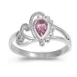 Sterling Silver Baby Ring with Pink CZ - 2mm Band Width - 10mm Face Height - Sizes: 1-4 Sterling Silver Baby Ring with Pink CZ - 2mm Band Width - 10mm Face Height - Sizes: 1-4