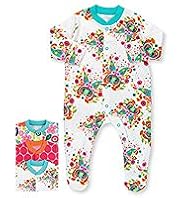 3 Pack Pure Cotton Pixel Butterfly Sleepsuits