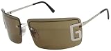 Dolce & Gabbana D&G 400S 130 Fashion Sunglasses, Shield-Style, Big Logo, Chrome Silver Frame/ Brown Lenses