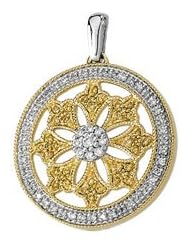 1/2 Ct Tw Natural Yellow & White Diamonds Circle Pendant by US Gems