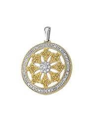 14K Yellow Gold 14Ky\Rhodium Plated Dia Pendant