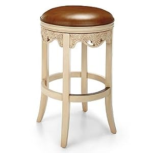 Carved Grapes 30"H Bar Height Backless Bar Stool - Antique White - Frontgate