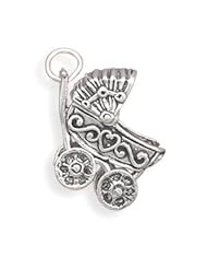Sterling Silver Movable Baby Carriage Charm