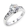 Women's Rosette Clear Cubic Zirconia Brass-Rhodium plated Ring, Size: 4-10