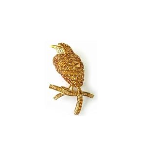 Animal Collection Citrine and Diamond Humming Bird Pin by