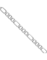 9.00 mm Solid 14K White Gold High Polish Classic 3 + 1 Figaro Link Chain Necklace - 30 inches