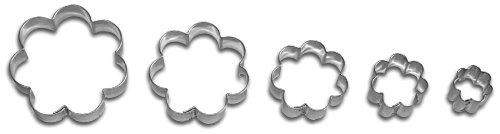 Birkmann 162051 Mini-Ausstechformen Set, Rosetten, 5-teilig, in Klarsicht-Box, Wei&szlig;blech, 2 - 6 cm