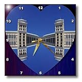 Jos Fauxtographee Abstract - A Building in Vegas Mirrored and Shaped into a Heart on Purple and Blue - Wall Clocks