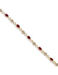 14k Diamond And African Ruby Oval Bracelet