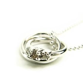 【クリックで詳細表示】[シアーズ]Sears ネックレス 天然ダイヤxダイヤモンド 2連リングトップネックレス [4月の誕生石] DR-66-4