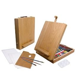 48 PIECE ARTIST STORAGE ART EASEL SET & PAINTS BRUSHES