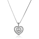 Sterling Silver and "Dancing" Diamond Double-Heart Pendant Necklace, 18"