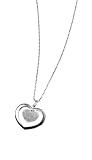 Elements Sterling Silver P2805 Ladies Double Heart Pendant with Diamond Cut Detail on Chain