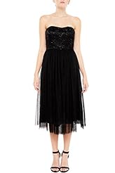 Strapless Lace Sequined Mesh Cotton/Polyester/Spandex/Tulle Sweetheart Party Dress/Midi Dress 