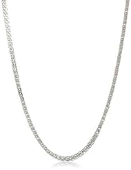 Italian 14k White Gold 0.80mm Square Spiga Wheat Chain Necklace