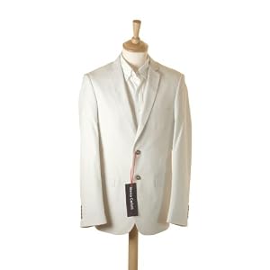 Marco Carlotti Mens White Cotton Suit - 40L Jacket - 34L Trousers