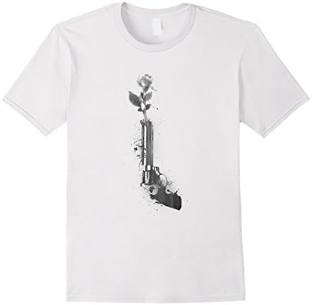 Men's Gun Rose T-Shirt Mens/Womens Medium White