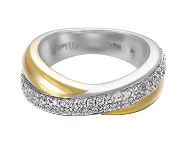 Esprit Damen-Ring purity glam gold 925 Sterlingsilber vergoldet 58 Zirkonia farblos Gr. 19 Preisvergleich