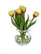 Dollhouse Miniature Glass Vase with Yellow and Red Tulips