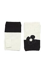 Alice Hannah Calentadores de Brazos Embroidery Flower Pearl (Blanco Roto / Negro)