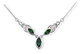 Celtic Triple Gem Emerald Crystal Necklace