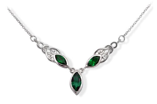 Celtic Triple Gem Emerald Crystal Necklace