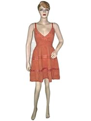 Christmas Gift-bohemian Salmon Spaghetti Dress V-neck Short Sundress
