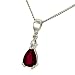 Pear Shape Ruby and Diamond Pendant on Chain .02cttw