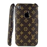 Brown Leather Like Monogram iPhone 3g/3gs Hard Back Case Cover