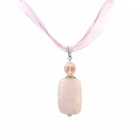 Necklace - N27 - Genuine Semi Precious Gemstone on Five-Strand Organza and... by SERENITY CRYSTALS