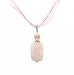 Necklace - N27 - Genuine Semi Precious Gemstone on Five-Strand Organza and Cotton Cord + 2" Extension Chain - Oval Shape ~ Rose Quartz