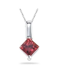 0.55 Cts Red Sapphire Solitaire Pendant in 14K White Gold