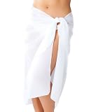 Sassy Sarongs Plus Size Long White Swimsuit Sarong Cover Up with Built in Ties