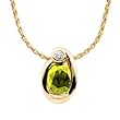14K Yellow Gold Peridot and Diamond Pendant