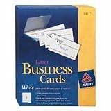 Avery 5911 Laser business cards, 2 x 3-1/2, white, 10 cards/sheet, 2500 cards per box